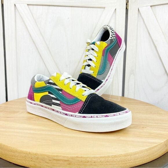 Vans Off The Wall Old Skool Juxtapoze Multicolor Lace Up Sneakers Youth Size 1 - Picture 1 of 11